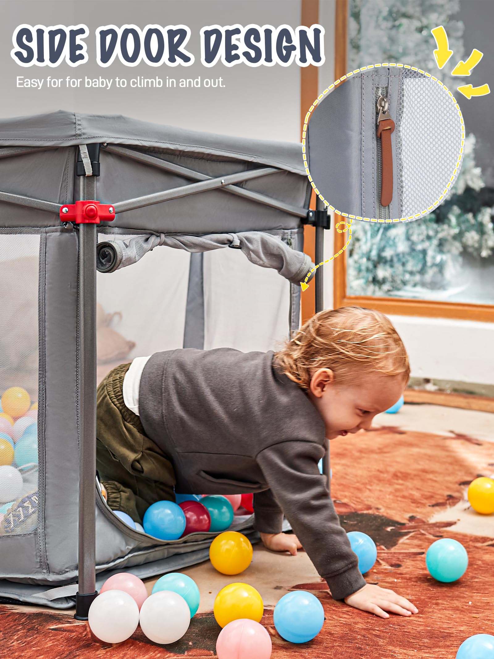 EVER ADVANCED Parque infantil plegable, color gris