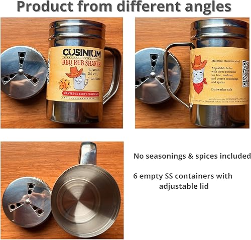 Miniatura 17 de CUSINIUM [Paquete de 2] Cocteleras de especias de condimentos de 14 onzas, coctelera seca para barbacoa, draga de cocina con tapa ajustable