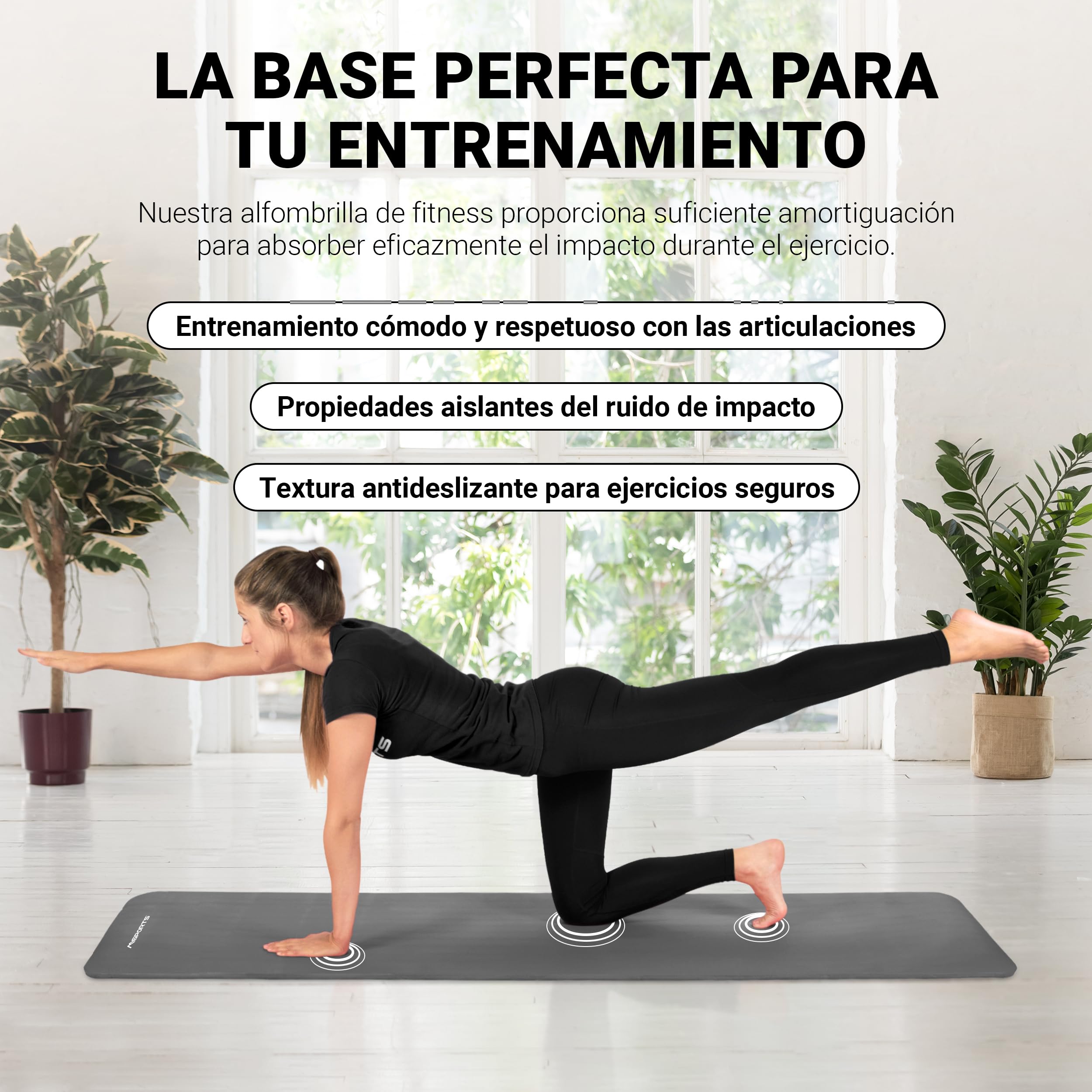 MSPORTS - Esterilla, Colchoneta, Alfombrilla de Yoga, Gimnasia Pilates, Antideslizante