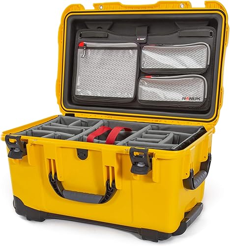 Nanuk 938 Estuche rígido impermeable con organizador de tapa y divisor acolchado, color amarillo