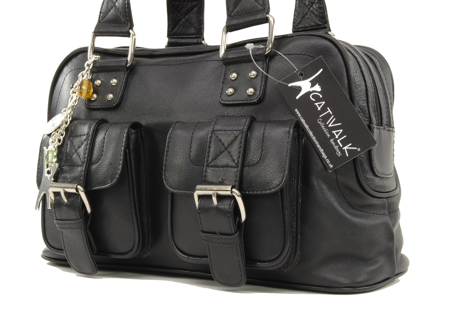 Catwalk Collection Handbags - Borsa a Spalla da Donna in Vera Pelle - Borsa a Mano da Giorno - Media - Caroline