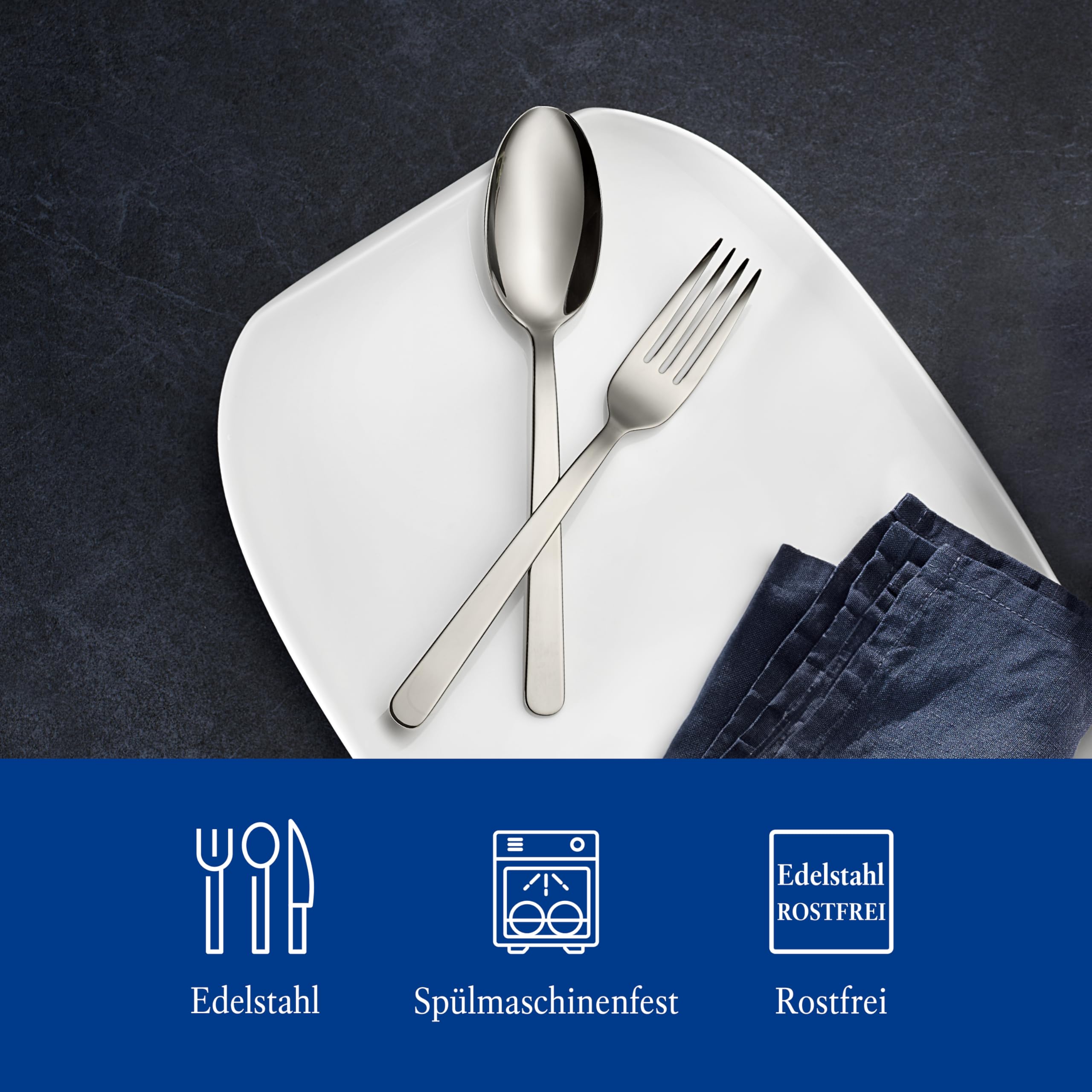 Villeroy & Boch - Louis Tafelbesteck 24 teilig für 6 Personen, Spülmaschinenfest, Rostfrei, Besteck Set, Essbesteck Set, Besteckset, Cutlery Set, Messer, Gabel, Löffel, Edelstahl