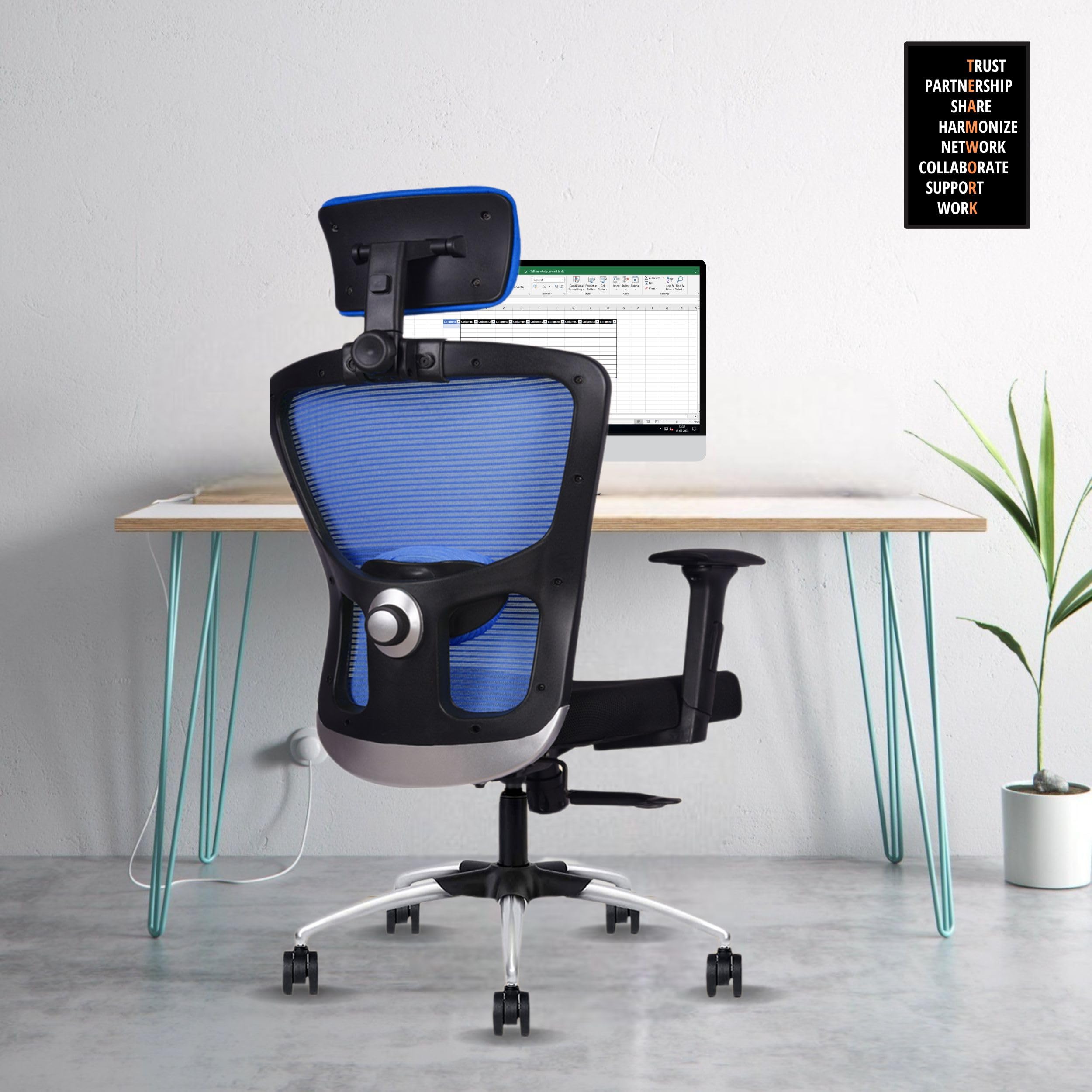 beAAtho® Amaze Ergonomic High Back Mesh Work from Home & Office Revolving Chair (Multi Locking Tilt Mechanism, Adjustable Headrest & 3D ARM Rest, Chrome Base) (Blue, Amaze Pro, High Back) (B0B6WB765T) Amazon Price History, Amazon Price Tracker