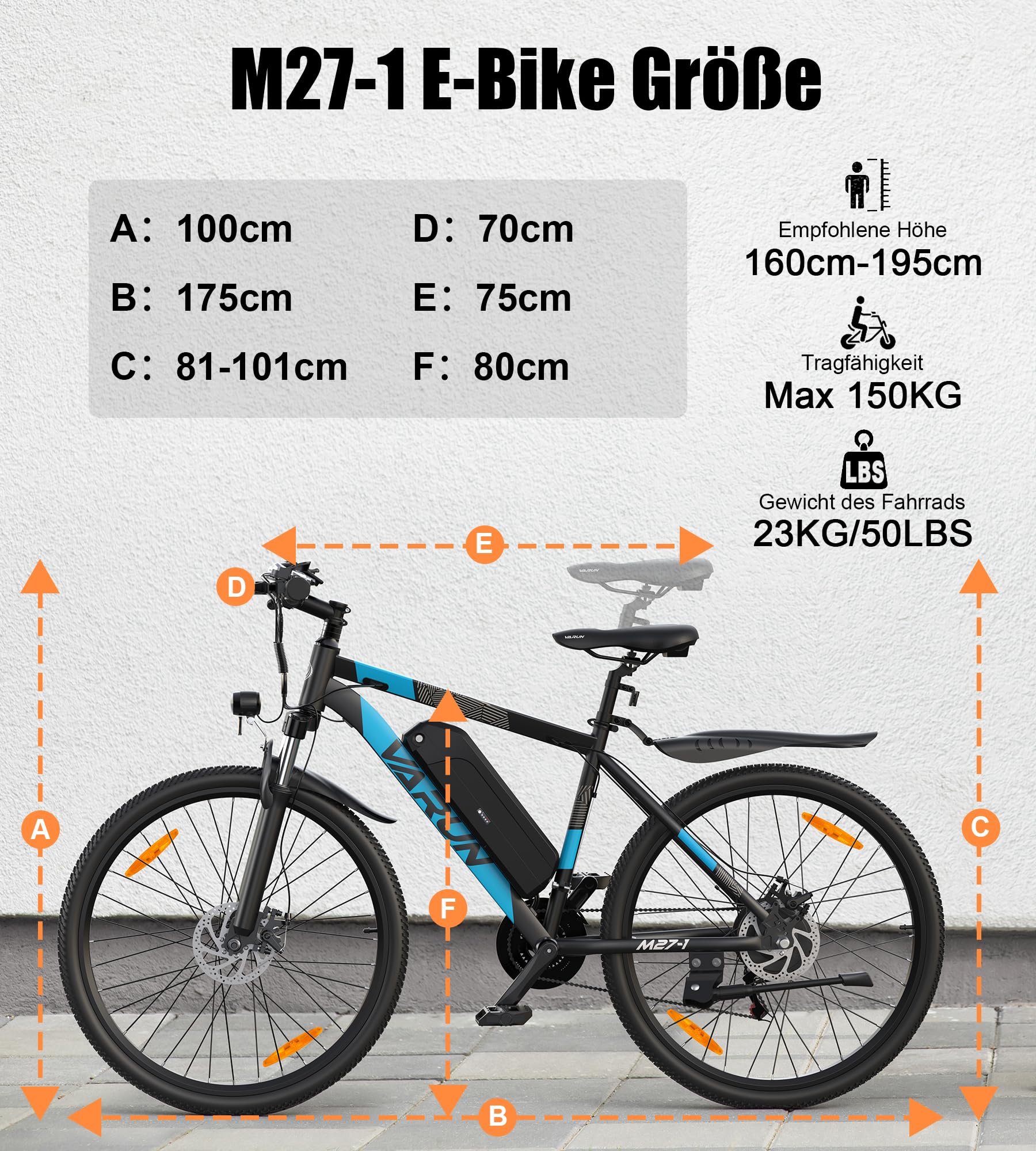 VARUN E-Bike Herren, 27,5" E-Mountainbike Damen mit APP, 48V 13AH Akku, 120KM Reichweite, Profi-21-Gang, LCD-Display mit 5 Fahrstufen, Elektrofahrrad für Erwachsene, Pedelec