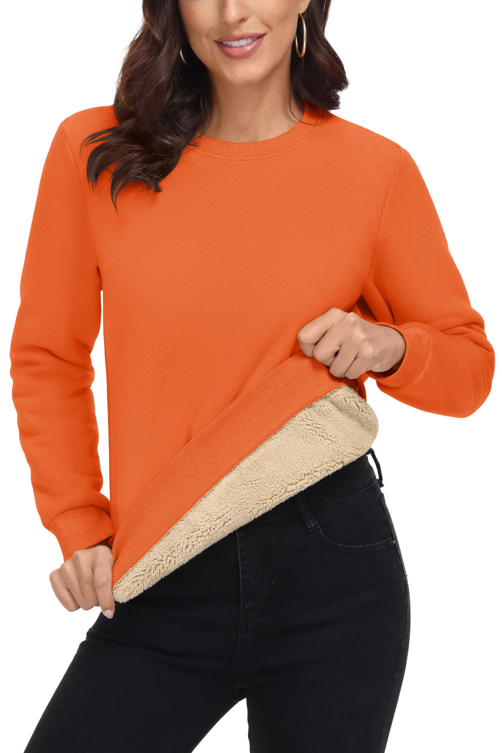 MAGCOMSEN Women's Sherpa Lined Crewneck