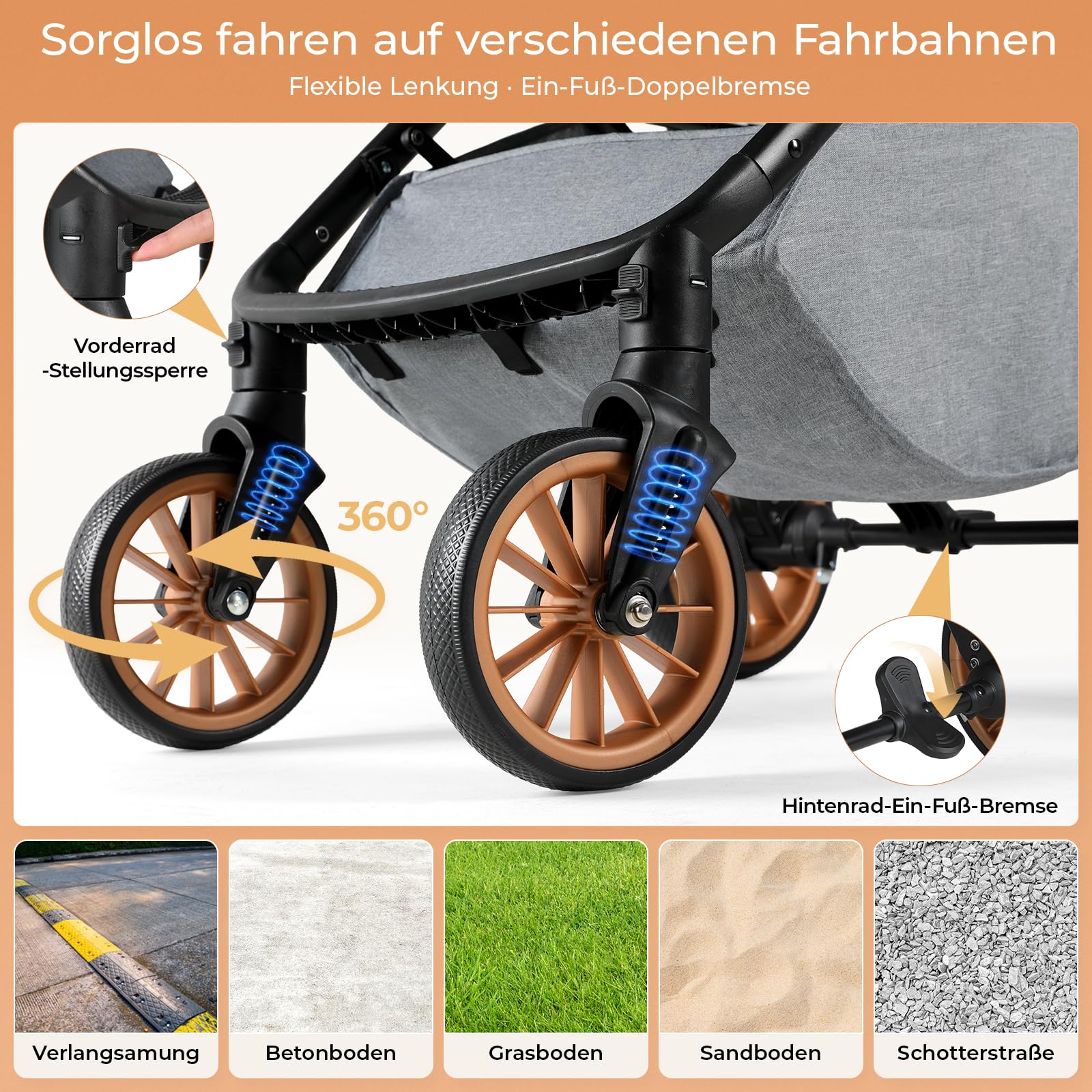 MAMIZO One-Touch Passeggino per cani, Passeggino pieghevole gatti, fino a 25 kg, Telaio Alu & acciaio carbonio,Maniglione regolabile in altezza,Portabicchieri,4 PCS ruote,per cani e gatti,Grigio scuro