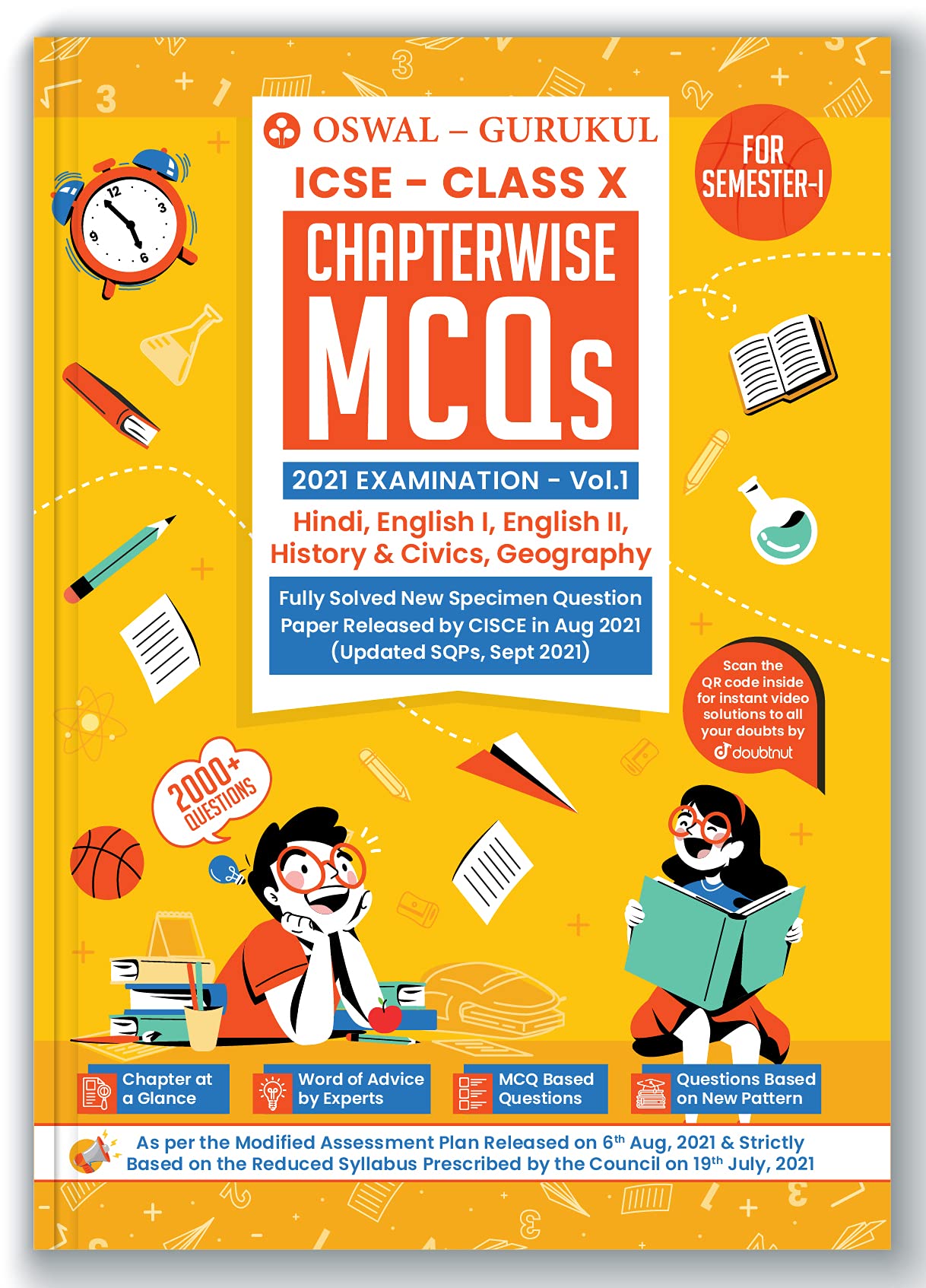Chapterwise MCQS for Hindi, English I, English II, History & Civics, Geography: ICSE Class 10 for Semester I 2021 Exam Paperback – 1 Sept. 2021