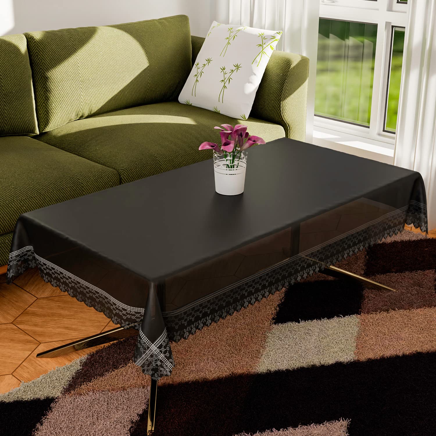 Kuber Industries Center Table Cover|PVC Transparent Dust-Proof Table Cover With Silver Pearl Border|40x60 Inch (Black Transparent) (B0BSNCY8LN) Amazon Price History, Amazon Price Tracker
