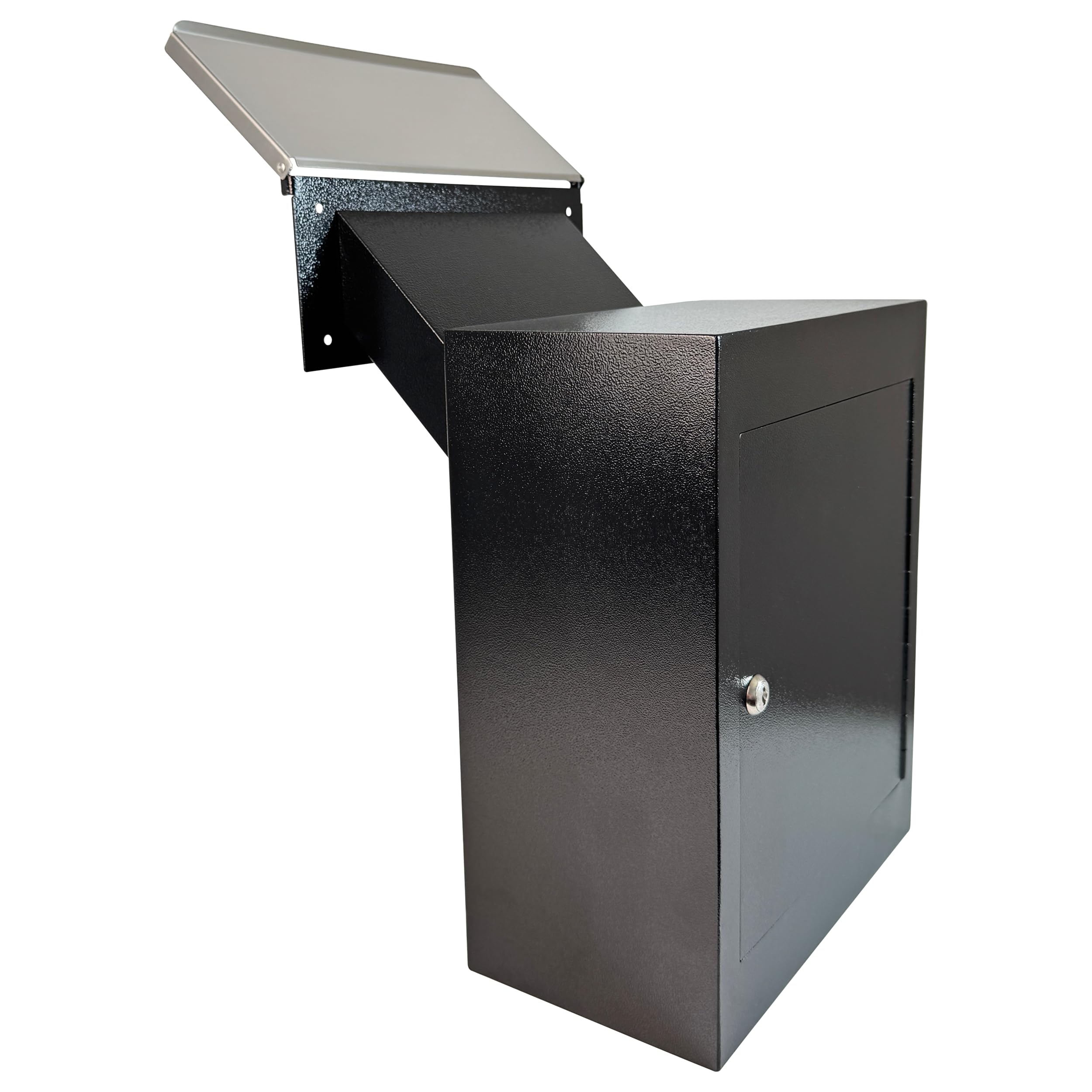 Photo 1 of Plugsharge Through-the-Wall Locking Mailbox with Anti-Fishing Chute, Heavy Duty Secure Wall Mail Drop Box with Rainproof Cover and Adjustable Sleeve for Home, Office and Apartment, Black