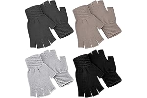 Premium 4-Pairs Fingerless Knit Gloves for Warmth and Comfort