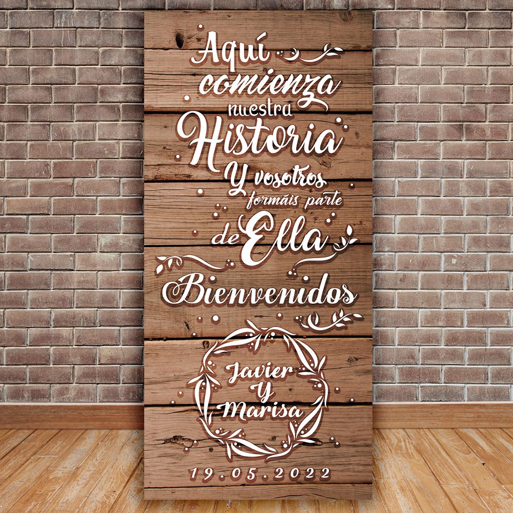 Decoración Boda | Cartel Boda Aquí Comienza... | 70cm x 150cm