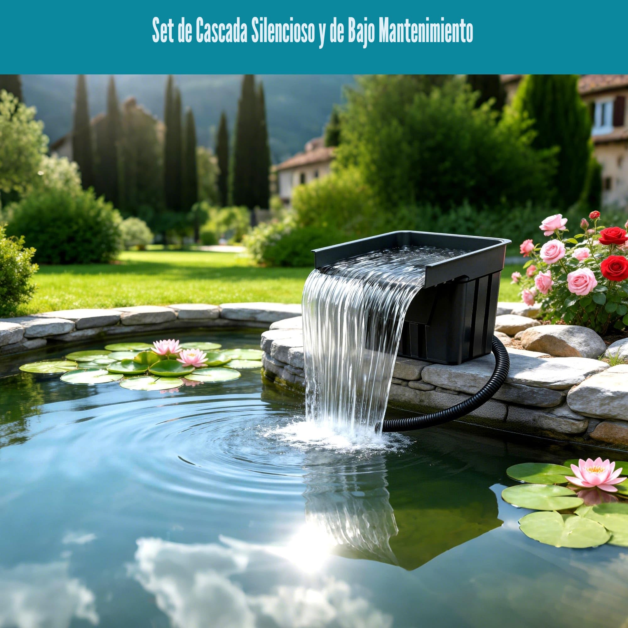 Biling Juego completo de cascada para estanque con filtro de estanque, cascada con bomba de estanque de 80 W, 4500 L/H, cascadas, kit para estanques de jardín, juego de agua, terraza