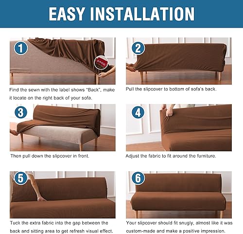 Vista 85 de H.VERSAILTEX - Funda elástica para sofá o cama, licra de alto elastano, lavable a máquina, tela Jacquard para sofá, futón Chocolate