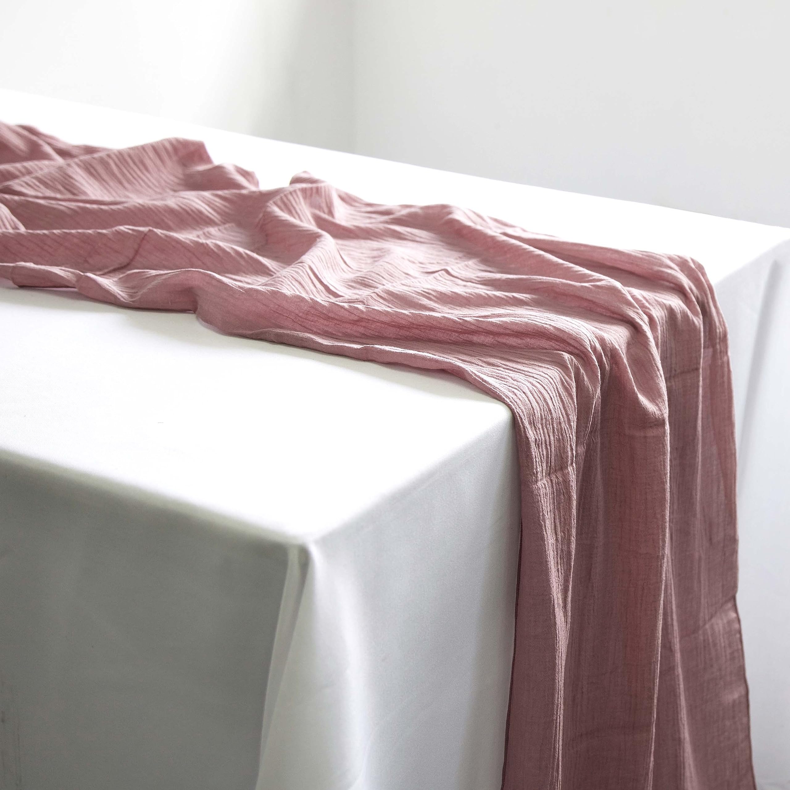 Decor Essentials Mauve Cheesecloth Table Runner Rustic Wedding Bridal Baby Shower Drapery (Mauve)