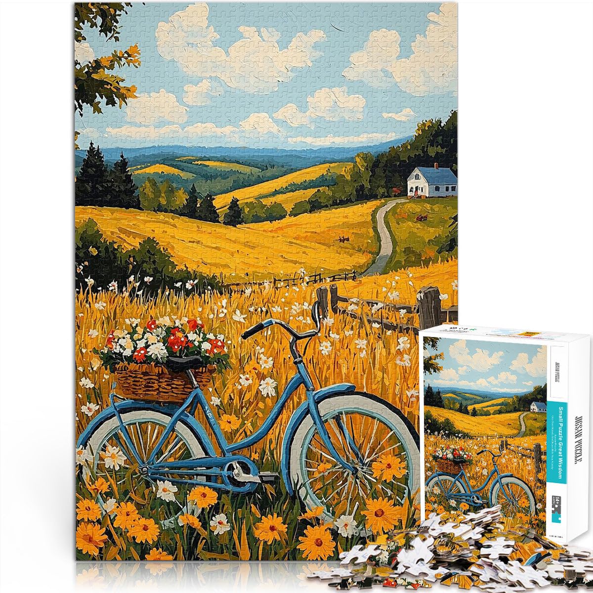 Puzzle da 2000 pezzi per adulti e adolescenti Fuga nella campagna dorata Fatto di carta，da 14 anni in su Difficile da completare ma divertente e umoristico Regalo di compleanno di Natale。
