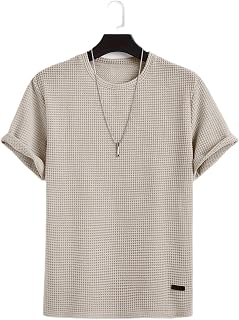 Streetwear Korean Dot Waffle Popcorn Round Neck Cotton Tshirt for Men and Boys Price In India
