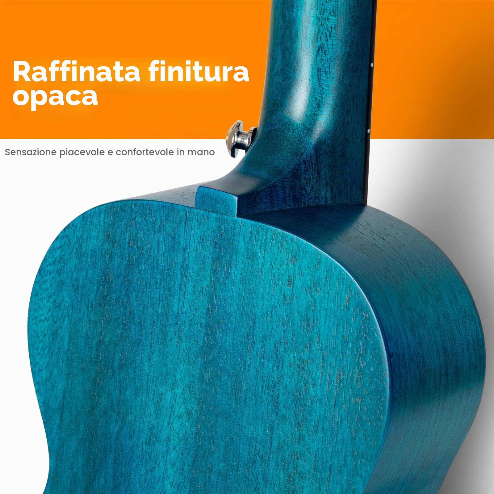 Ukulele Concerto Enya EUC-25D BU 23 pollici blu ukelele con top in mogano massiccio, borsa imbottita, accordatore, tracolla, capotasto, corde di scorta, plettri, panno per la pulizia, fingershaker