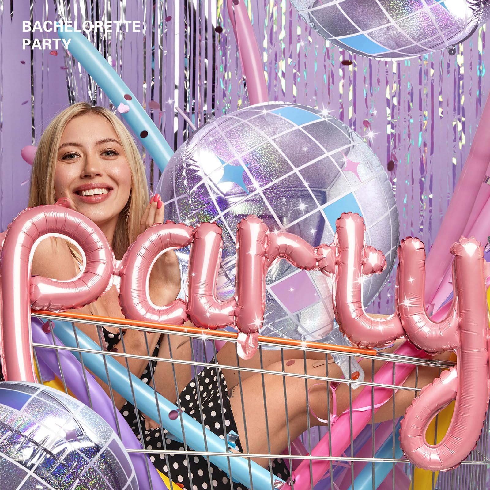 6-Pack Iridescent Disco Ball Balloons - 22 Inch Shiny Foil Balloons For Parties