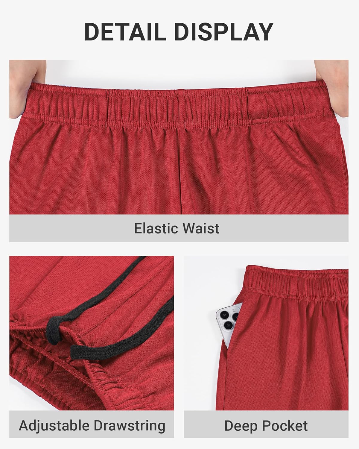 5 Pack Boys Basketball Shorts Kids Youth Athletic Short Boy Quick Dry Sport Clothes with Pockets Size 7-14 Years - Image 5