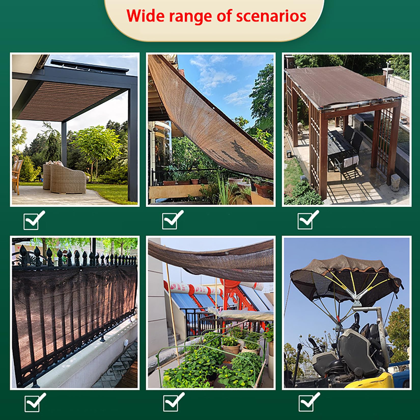 Rete Ombreggiante con occhielli 4x6m 90% Telo ombreggiante Frangivista | Recinzione Giardino,Tessuto HDPE,Marrone caffè Tessuto Ombra Privacy Antistrappo Antivento per Esterno, Serra,Balcone