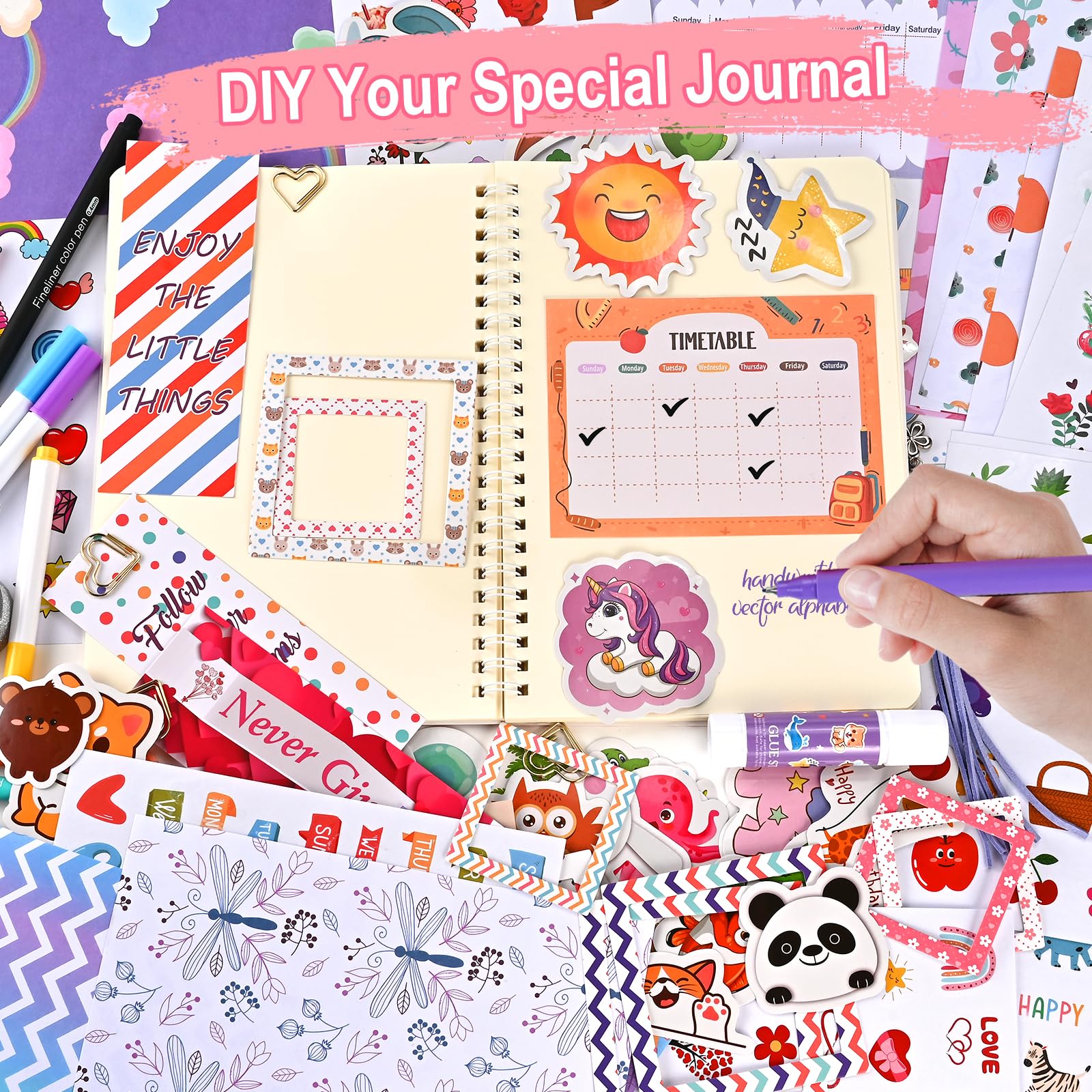 Kit Goldge de 109 pièces pour journal à faire soi-même – Cadeaux pour filles âgées de 8 à 12 ans et plus, scrapbooking pour adolescents