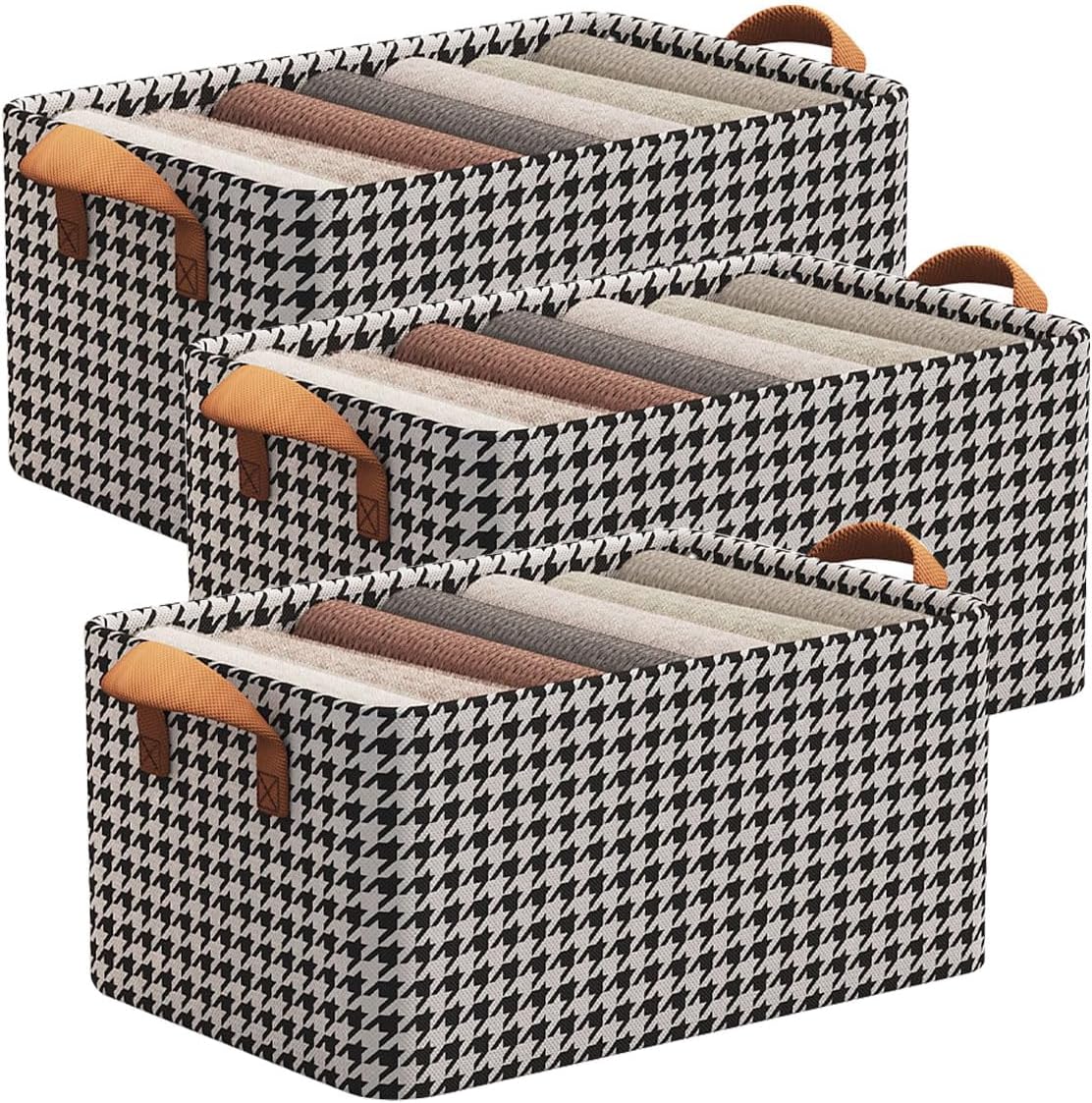 ECVV 3 Pack Wardrobe Clothes Organizer Foldable Non-woven with Steel Frame Stackable Drawer Closet Organizer with Handles for Clothes, Jeans, Pants, Sweaters, Dresses