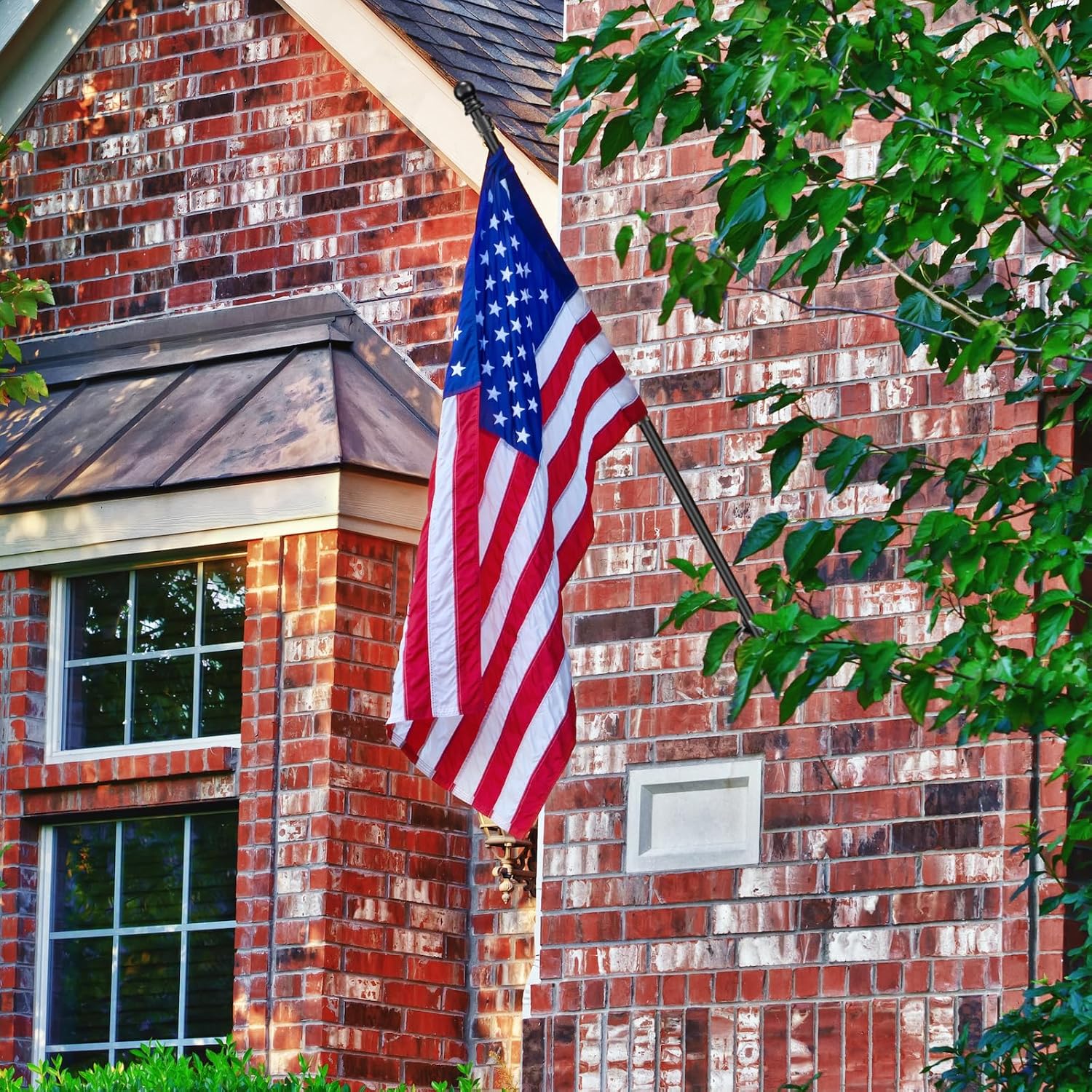 House Flag Pole Kit - 5ft Tangle Free Flag Pole Holder for Outside House - Heavy Duty Stainless Steel Flag Poles for 3x5 Flags Outdoor,Metal Porch Flagpole with Bracket - Black - Image 7