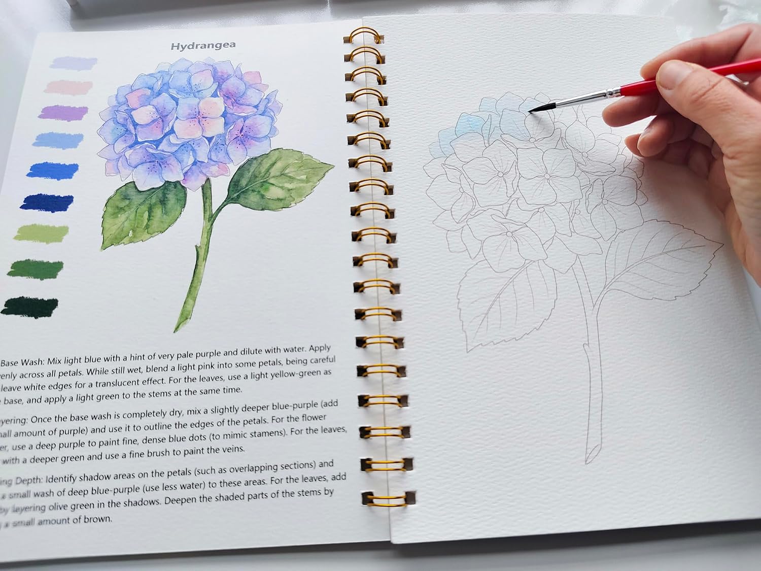 Watercolor Workbook, Water Coloring Book for Adult &Teens Beginners,15 Beautiful Flowers Designs 300gsm Cold Press Cotton Watercolor Paper,Perfect Gifts to Spark Creativity Stress Relief(10.2" x 6.9")
