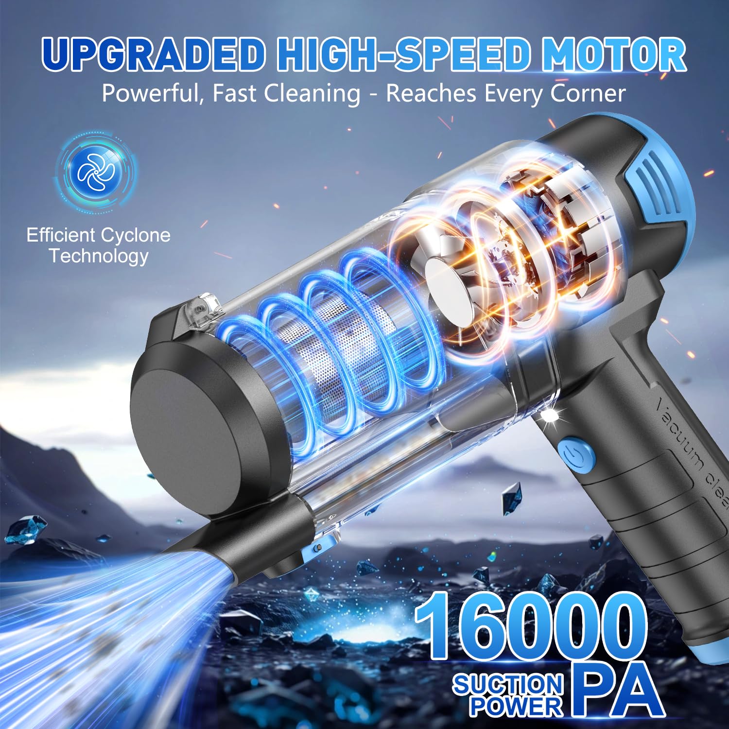 KMM Handheld Car Vacuum Cleaner, 16000PA Air Duster & Hand Held Vacuum view 2