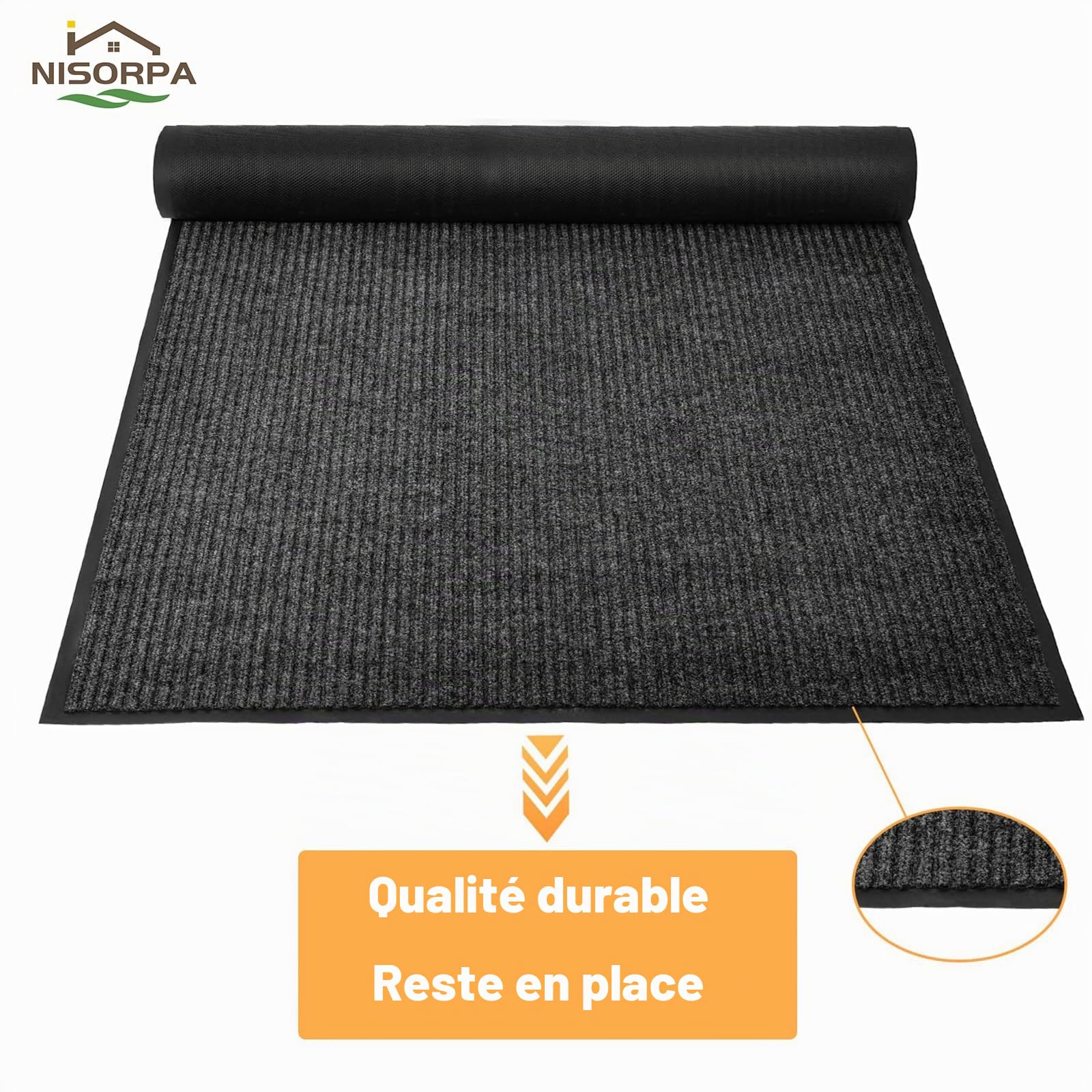 Nisorpa Tapis de couloir antidérapant extra long lavable pour la maison, le bureau, la cuisine - 90 x 500 cm