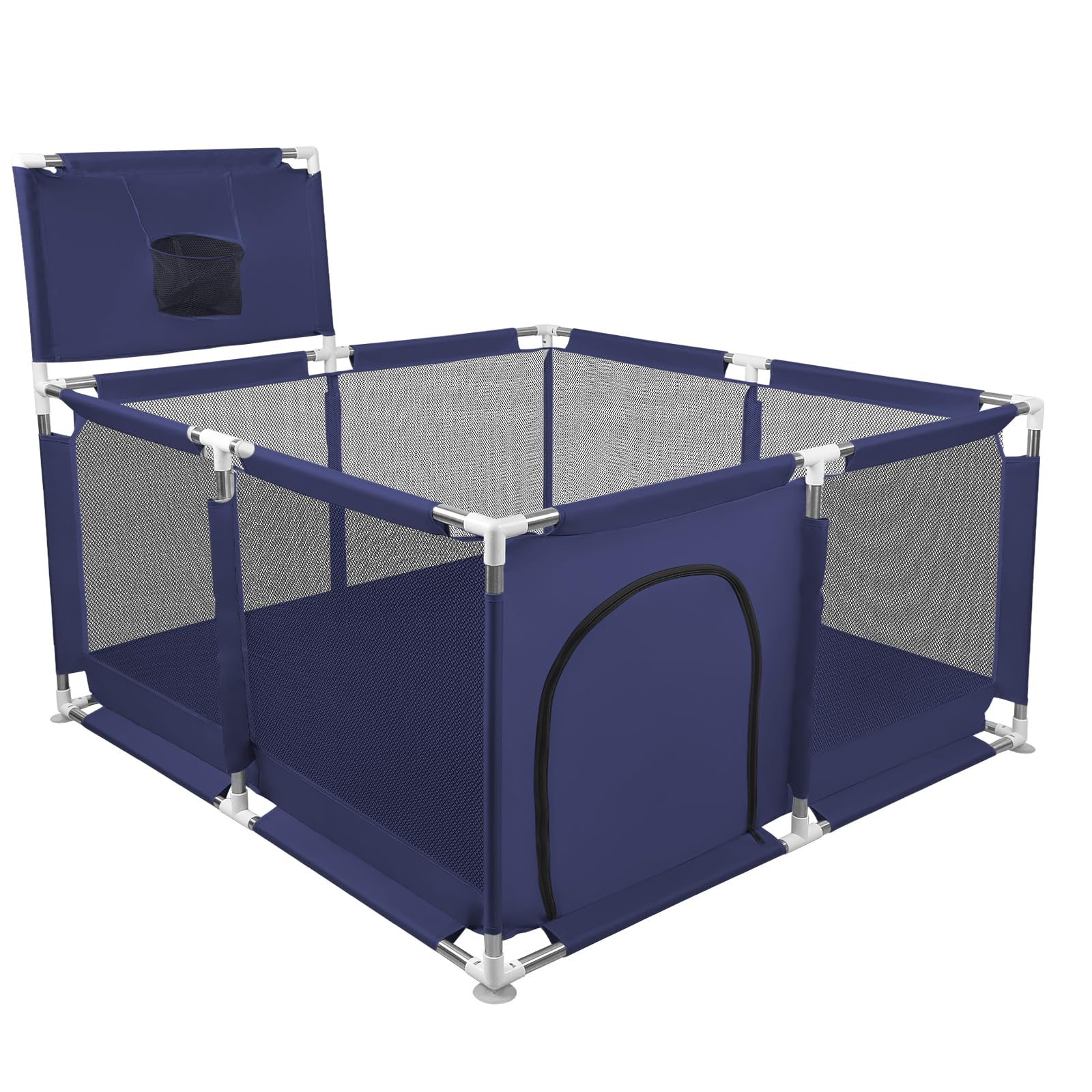 Parc Bébé, Centre d'activités pour Enfants, Modulable, Grand Parc De Jeux avec 50pcs Boules Plastiques, pour la Maison (126x126x66cm, Bleu Marine)