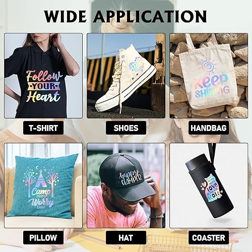 Miniatura 3 de Retwinkle Vinilo holográfico de transferencia de calor HTV plateado de 12 x 20 pulgadas, 2 hojasrollo de vinilo HTV para camisas, vinilo para