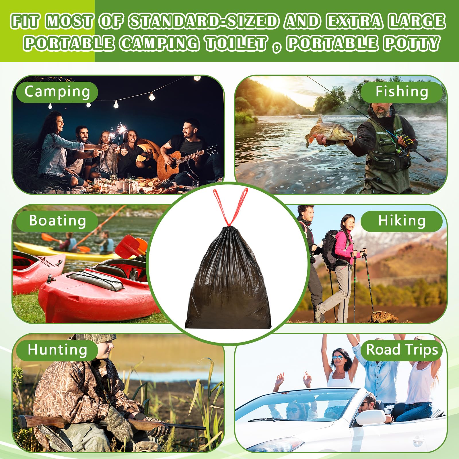 Camping-Toilettenbeutel mit Kordelzug, tragbar, saugfähig, Gel, 36 Stück, 36 Stück, 36 Stück, tragbar, saugfähig, für Reisen