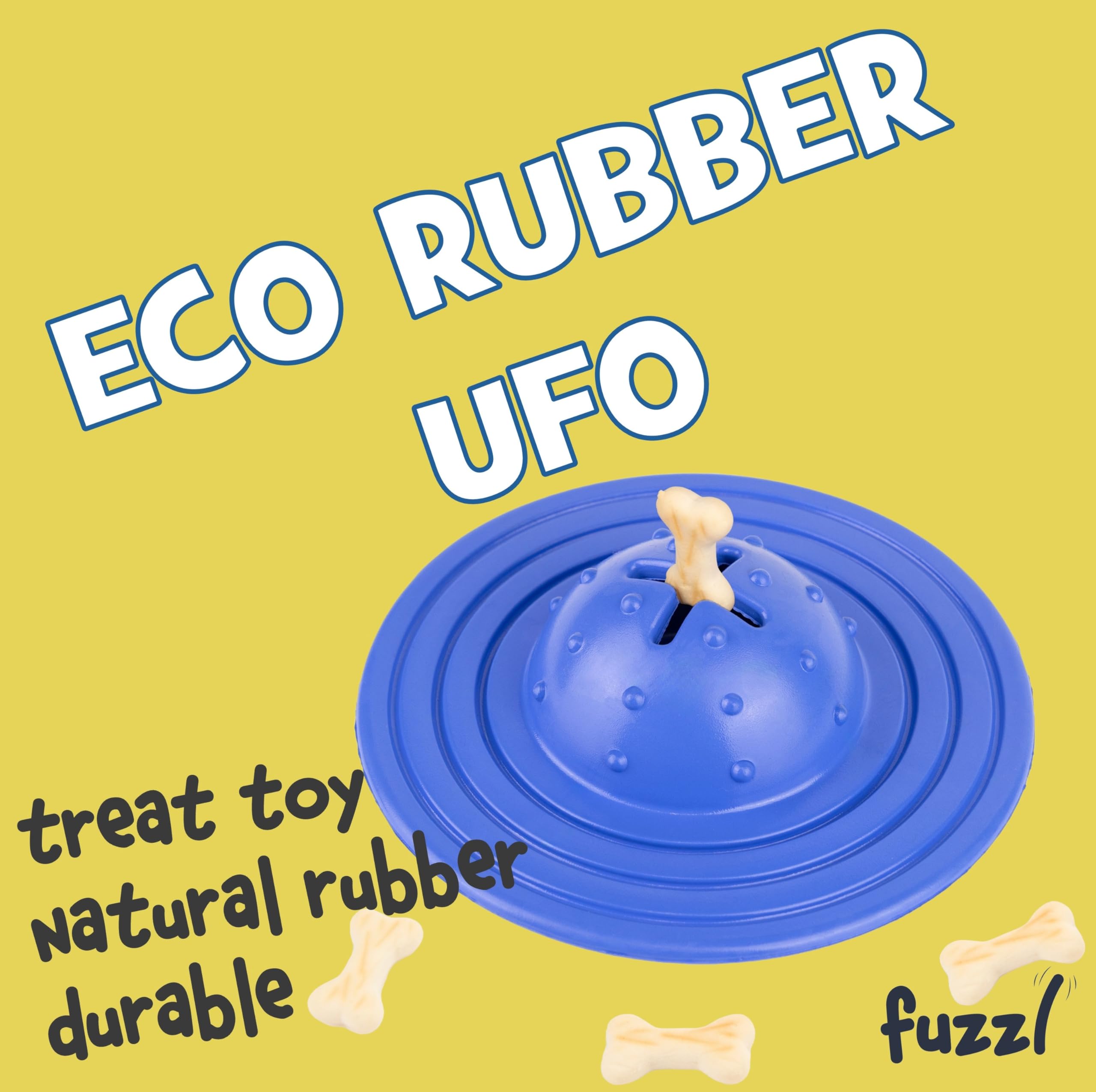 Fuzzl Eco Rubber Chuck & Treat Sky Saucer, Blue - Image 2