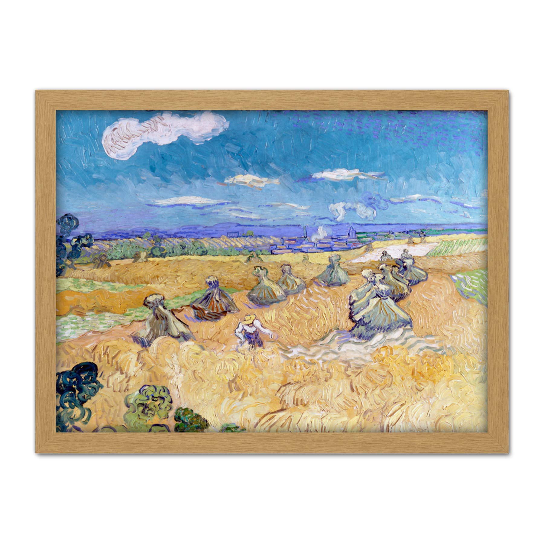 Vincent Van Gogh Wheat Fields With Reaper Auvers Large Framed Art Print Poster Wall Decor 18x24
