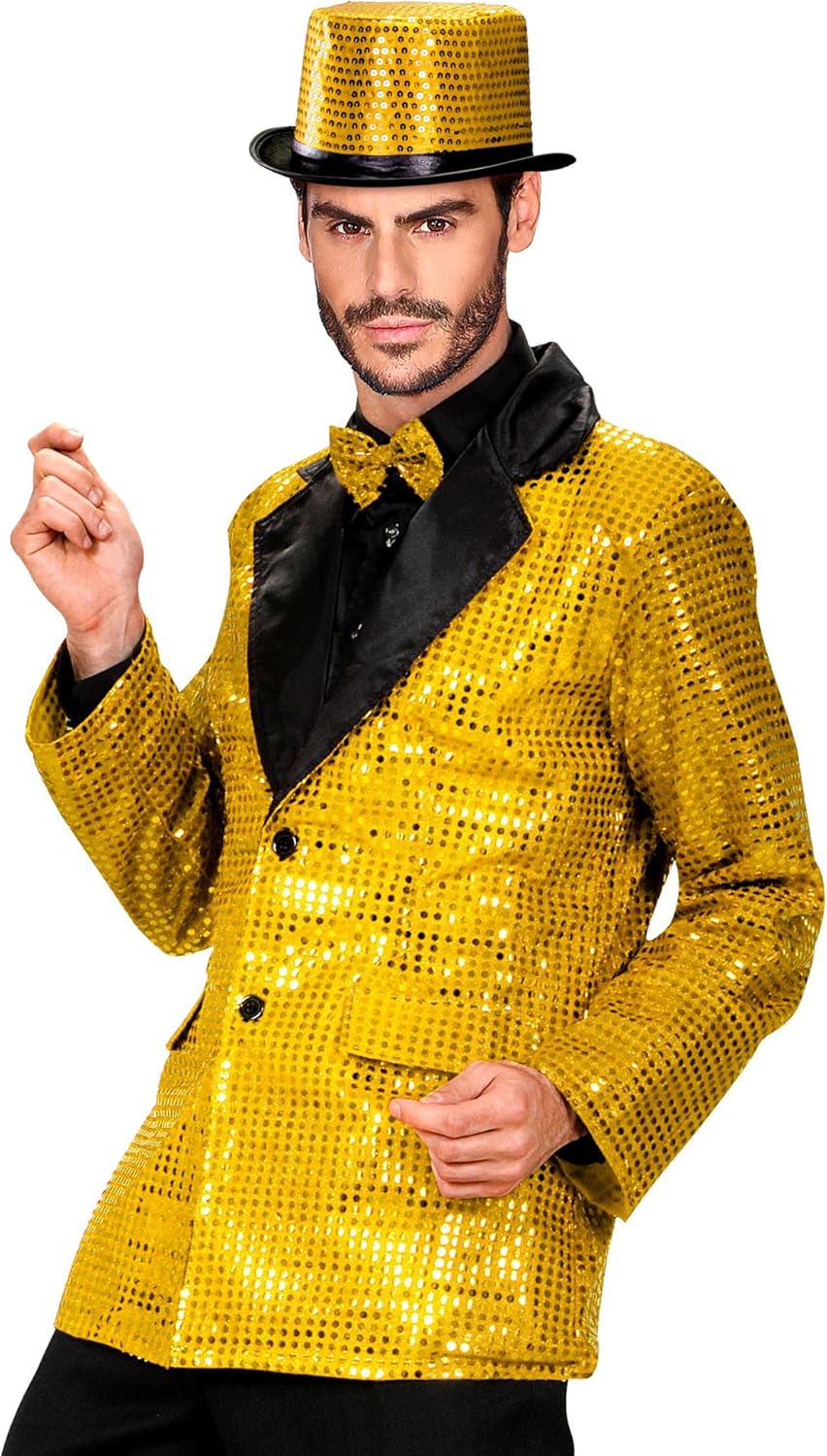 WIDMANN Sequin Jacket withSatin Collar - Gold Accessory for Fancy Dress