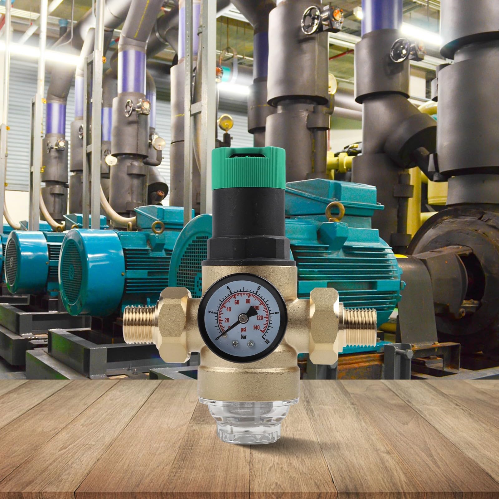 RichVibe Riduttore di pressione dell'acqua con manometro e filtro, in ottone, 1/2 DN15 3/4 DN20, 0,1-7,5 MPa per impianti idraulici domestici, commerciali