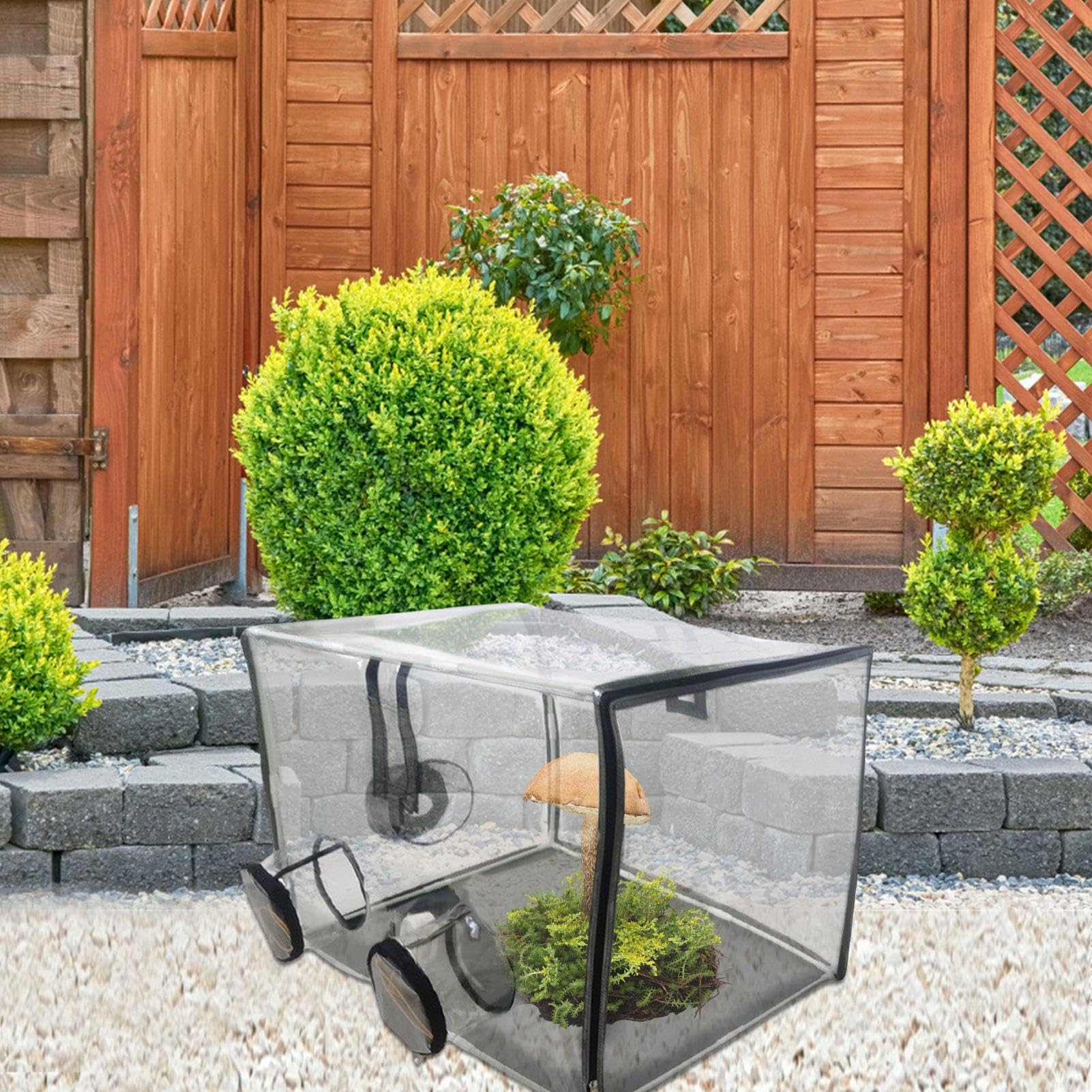 Mini-gewächshaus, Wasserdichtes UV-beständiges – Mini-gewächshaus, 31 | 5 x 19,69 x 19,69 Zoll Pilzzuchtschuppen Mit 3 Öffnungen Witwen Gartengeschenke Für Frauen Männer