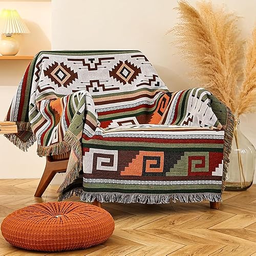 Shesyuki Southwest - Manta decorativa bohemia azteca para sofá, silla, sofá, cama, al aire libre, playa, viajes, 51 x 63 pulgadas