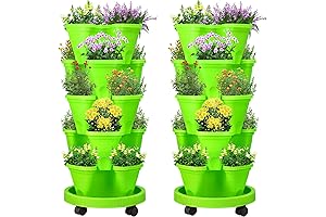 Stackable 5 Tier Vertical Flower Pot with Movable Casters