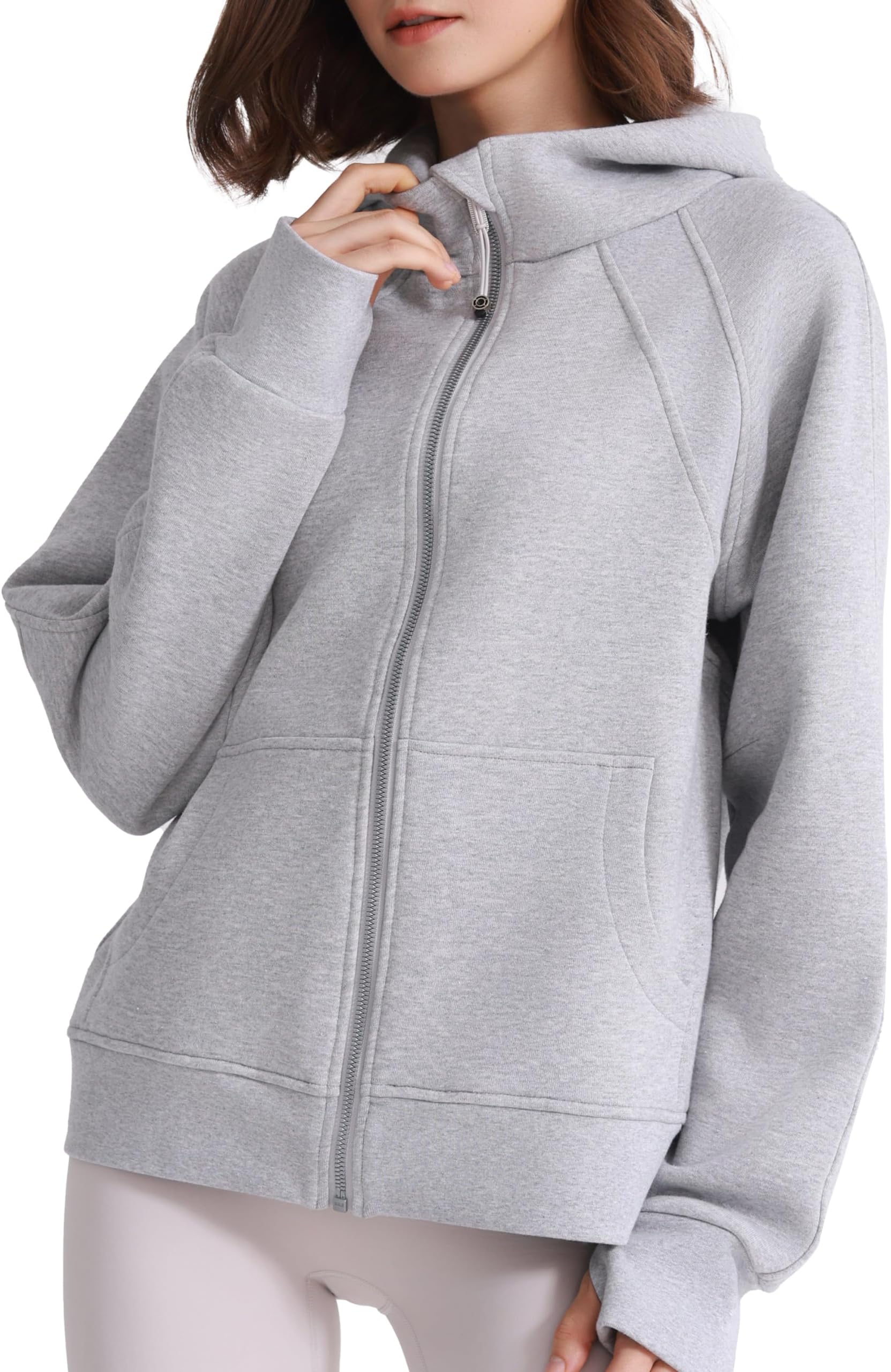 ISEEGZWomens Zip Up Hoodies Full Zipper Fleece Hooded Pullover Sweatshirt for Women Casual Workout Y2k Clothes 2023