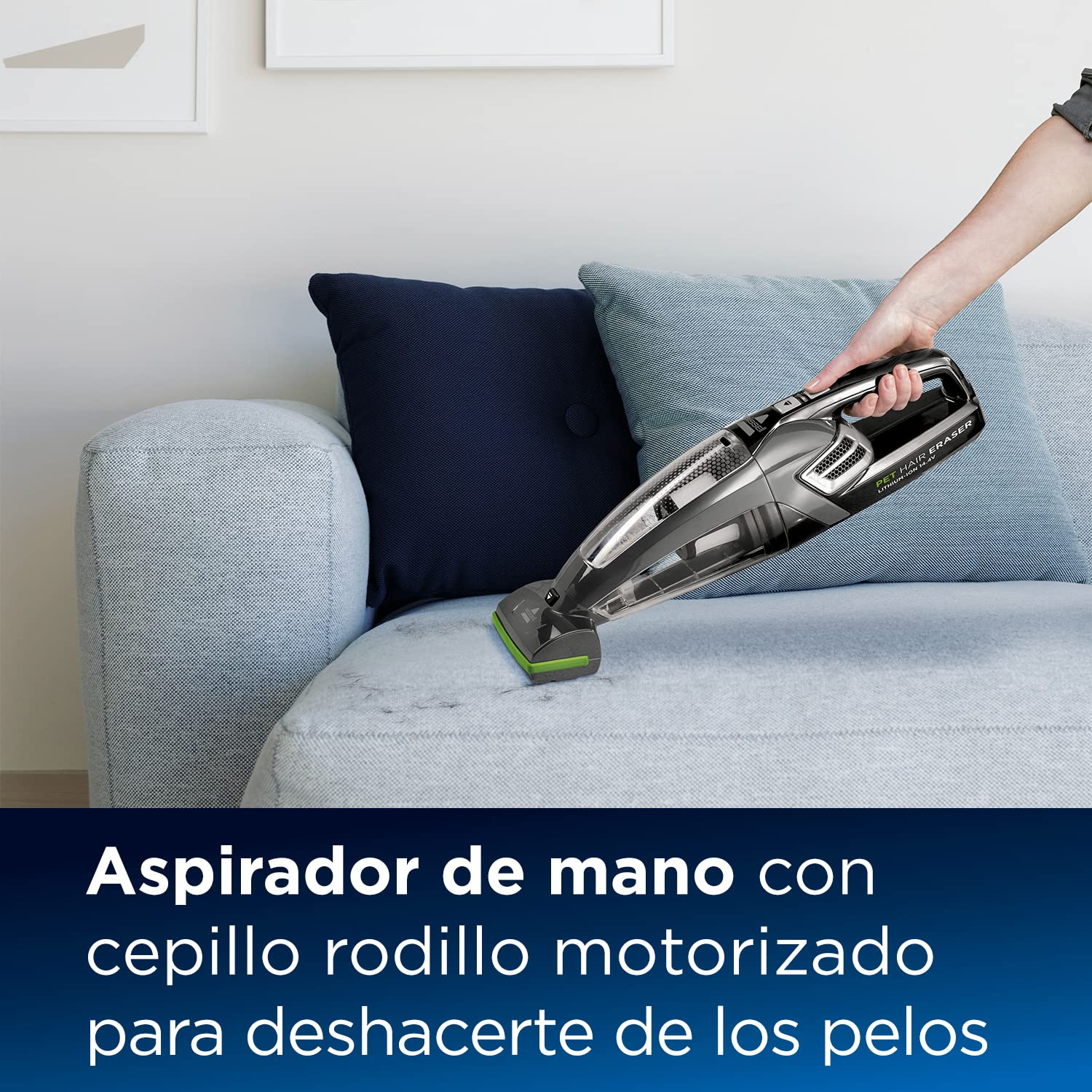 Bissell Pet Hair Eraser, Aspirador de Mano Sin Cable, Cepillo Giratorio, 14.4V, Combate el Pelo de Mascota y la Suciedad, para Sus Escaleras, Tapicerías, Coches y Alfombras, 68dB, Negro, 2278N
