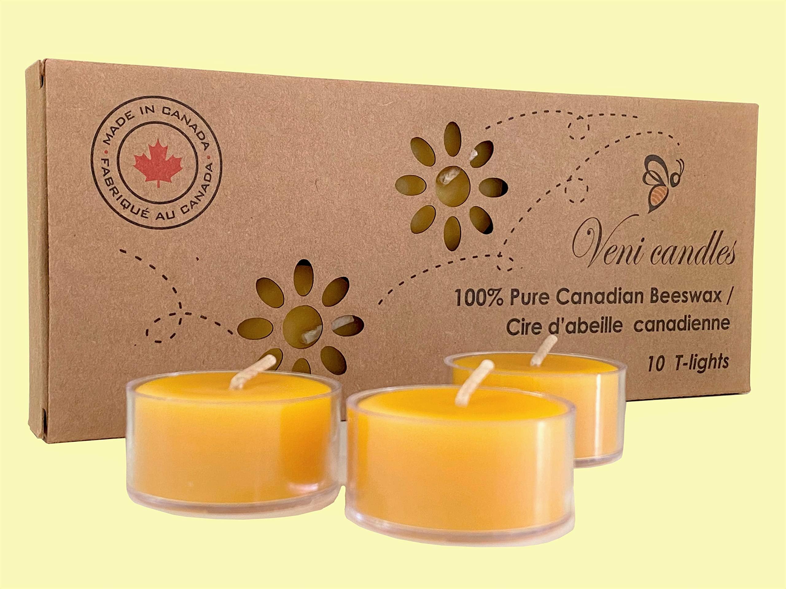 100 Pure Canadian Beeswax Tea Lights Candles 10 Pack Amazon.ca Home