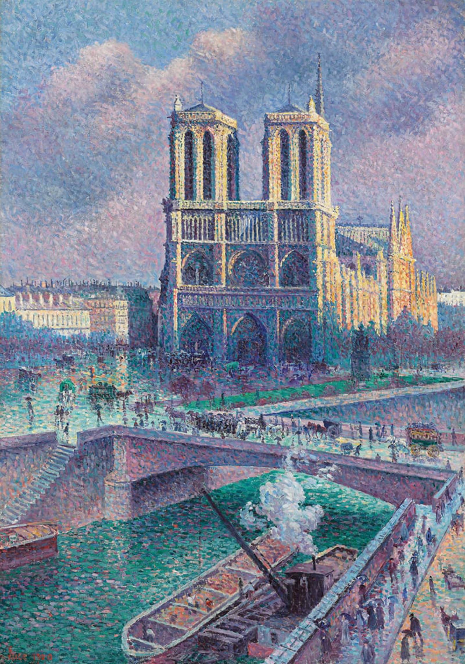 ARTXLXXBN Famous Print Painting Colorful Art Print Notre-dame De Paris by Maximilien Luce Canvas Art Decorations for Home Decor 60x90cm