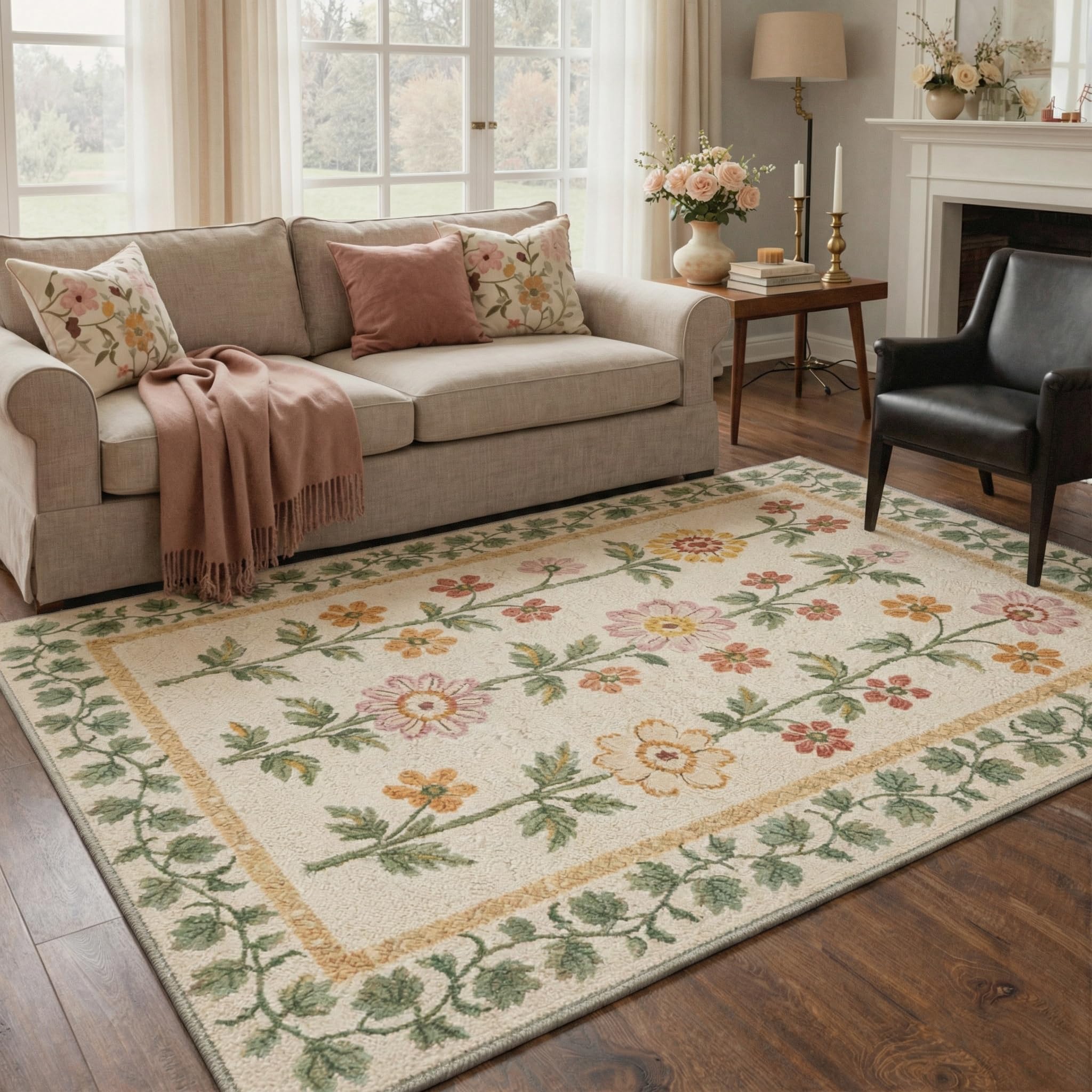 BEIMO Vintage Waschbarer Teppich Wohnzimmer 160x230cm | Schlafzimmer Wohnzimmerteppich Boho Carpet Weich rutschfest Teppiche Esszimmer Büro Kurzflor Groß Teppiche