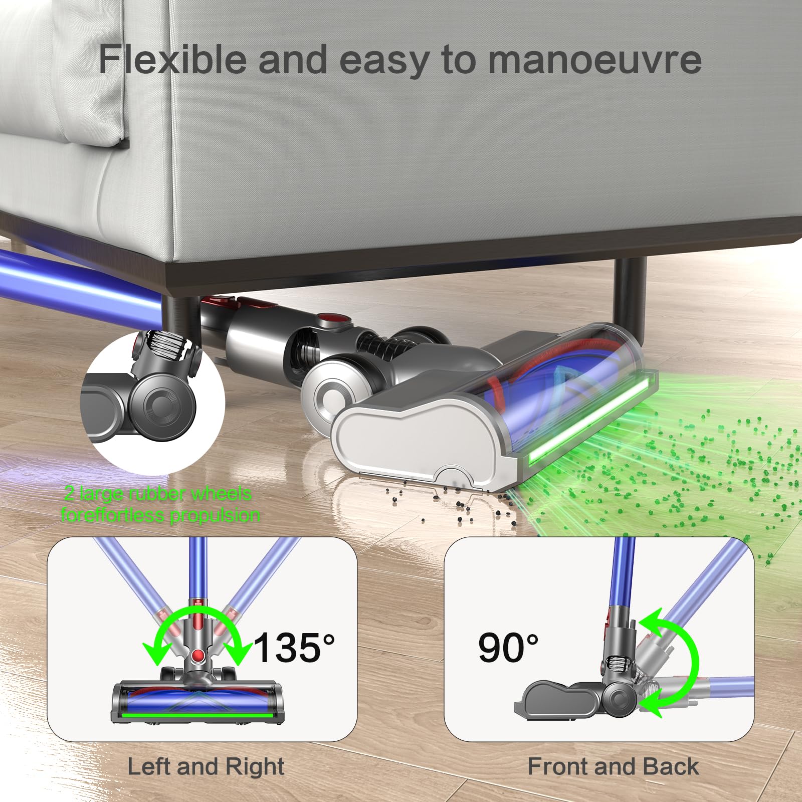 Spazzola Compatibile con Dyson V7 V8 V10 V11 V15 per Aspirapolvere, ricambi per Spazzola da Pavimento per Pavimenti duri e tappeti