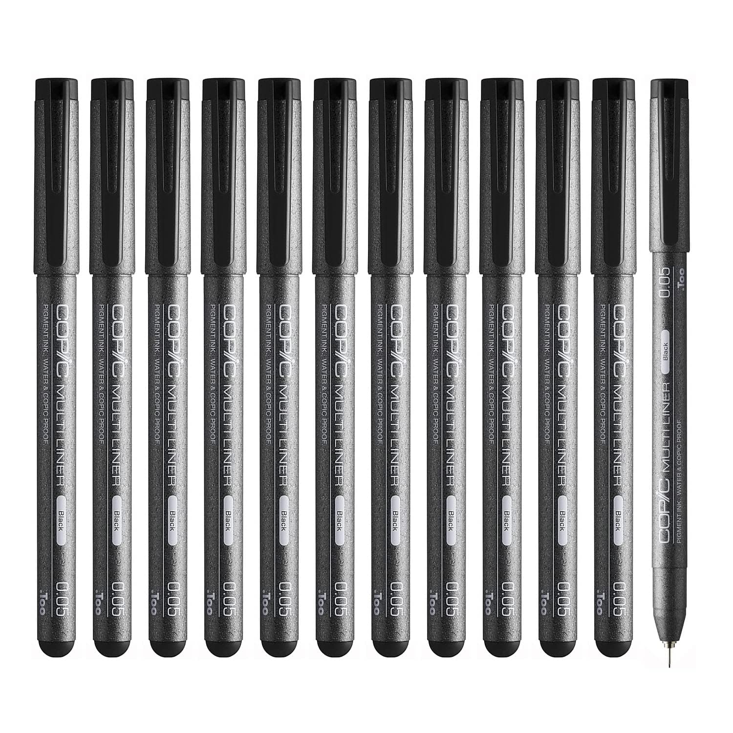 Copic Multiliner Black 0.05mm Ultra Fine Pen Set of 12 Waterproof Japan