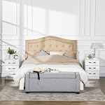 HOMCOM Ensemble de kiosques à nuit modernes 2, Tables de chevet avec 3 Tiroirs haute brillance pour chambre, blanc