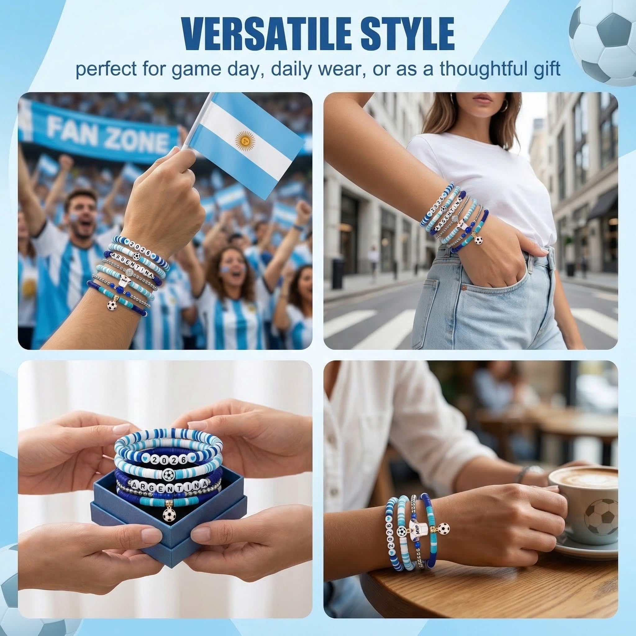 Pulsera Fútbol Niño Deportiva Accesorio Regalo Fan (Argentina)