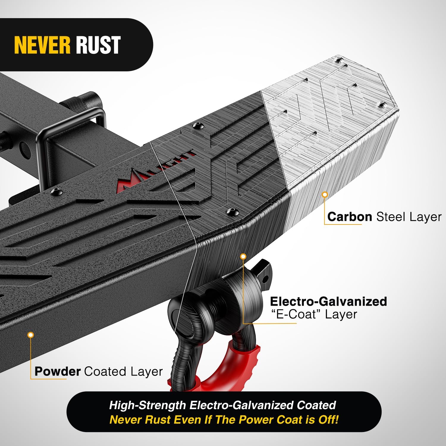 Nilight Hitch Step 2 Inch Receiver Universal Trailer Hitch Step Armor with Anti-Theft D-Ring Shackle Hitch Lock Stabilizer Anti-Slip Design Rear Bumper Guard for Pickups Trucks Vans SUVs ATVs - Image 3